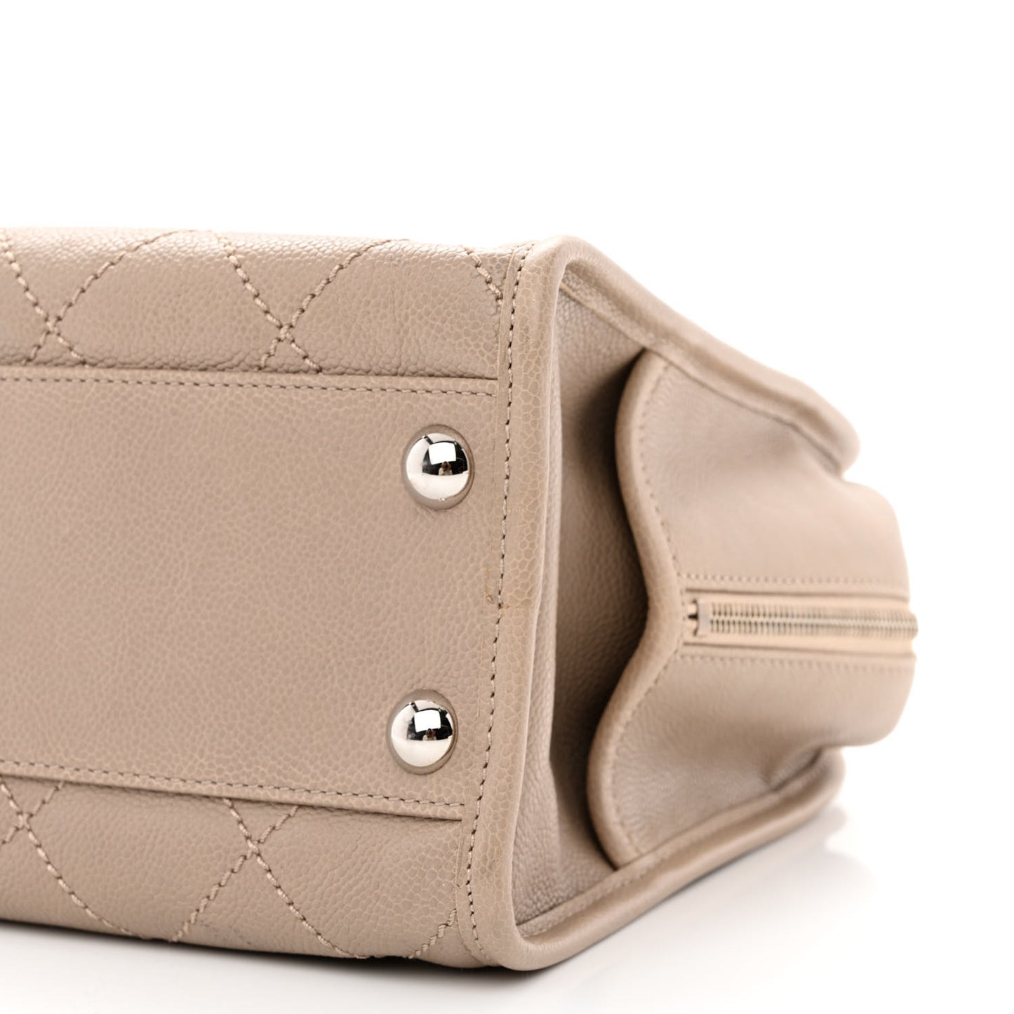 Caviar Quilted Deauville Bowling Bag Beige