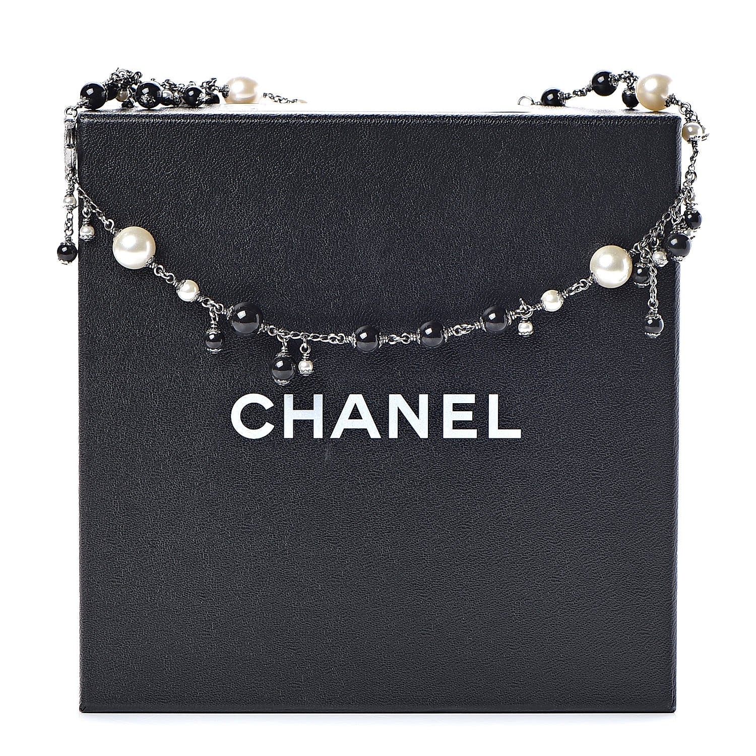 Chanel Pearl Bead CC Short Necklace Silver Black 9 of 9