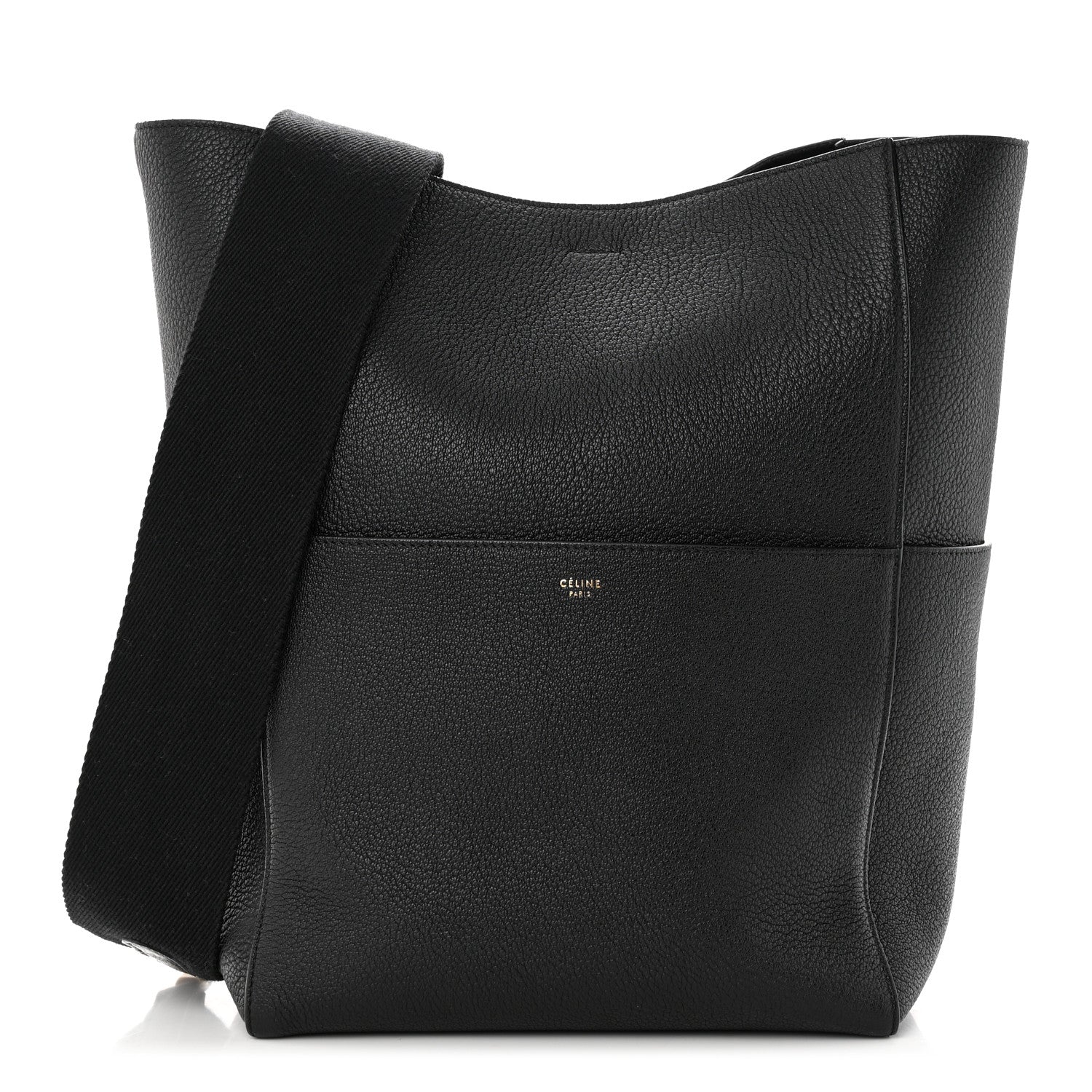 Celine Soft Grained Calfskin Sangle Bucket Bag Black 1 of 10