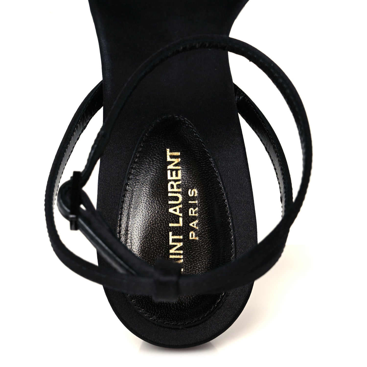 Saint Laurent Crepe Satin Crystal New Nuit 90 Ankle Strap Sandals 38.5 Black 7 of 10