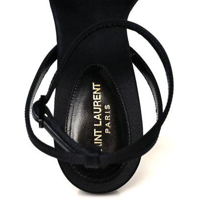 Saint Laurent Crepe Satin Crystal New Nuit 90 Ankle Strap Sandals 38.5 Black 7 of 10