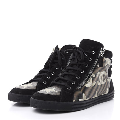 Chanel Suede Mens High Top Sneakers 43 Black Gold 4 of 14