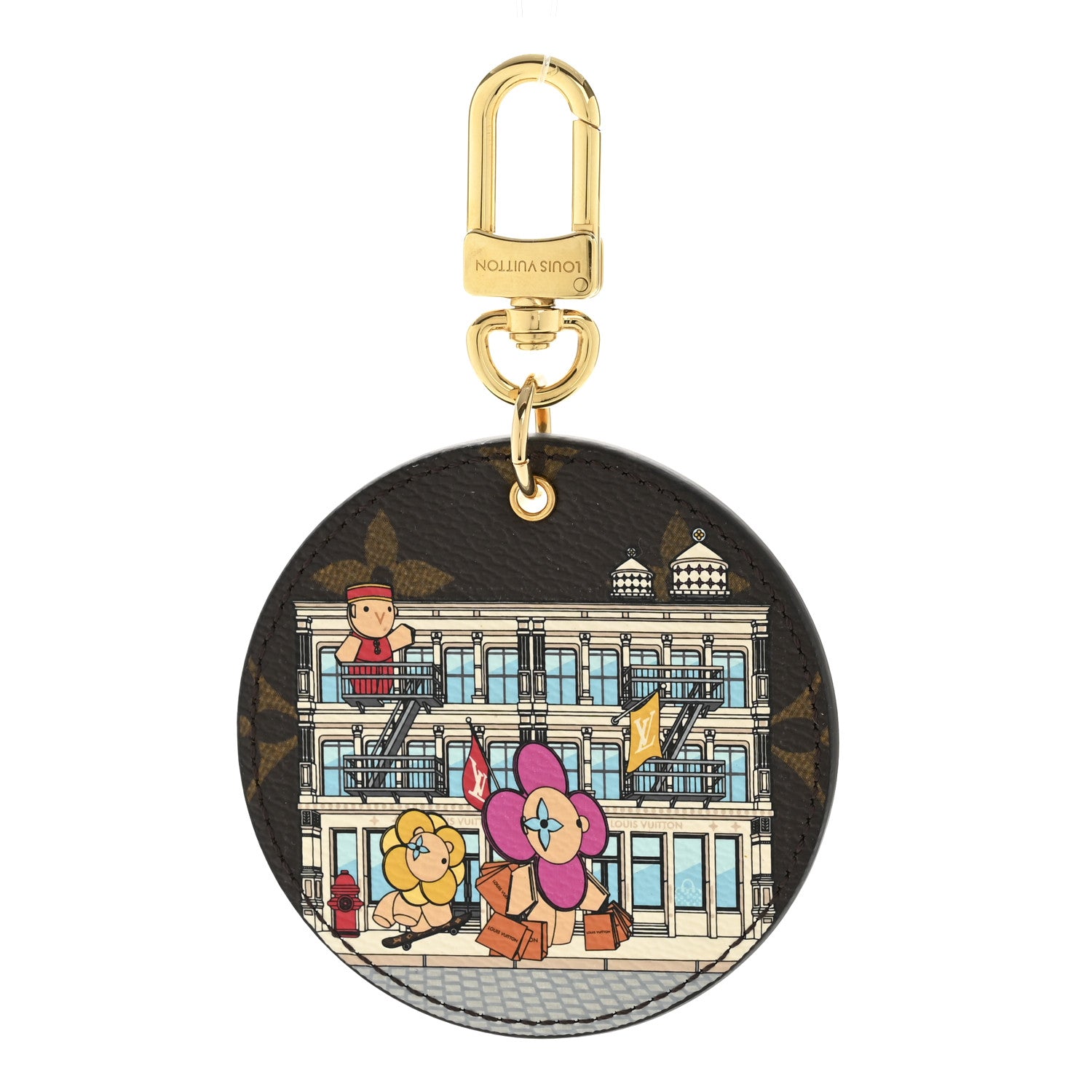 Louis Vuitton Monogram 2022 Christmas Animation New York Soho Bag Charm Key Ring Yellow 1 of 5