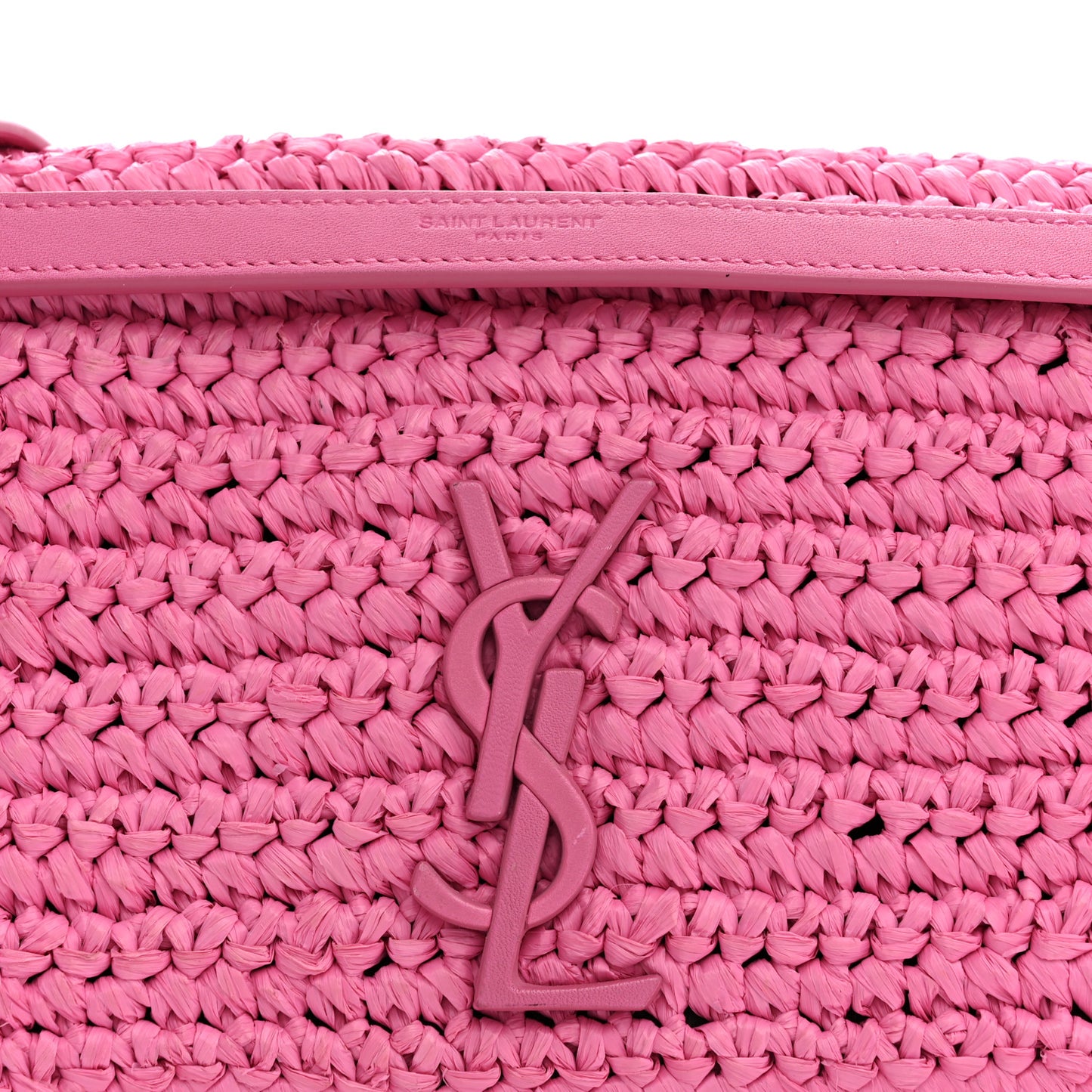 Raffia Calfskin Monogram Medium Niki Chain Satchel Bright Pink