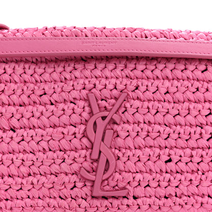 Saint Laurent Raffia Calfskin Monogram Medium Niki Chain Satchel Bright Pink 8 of 13