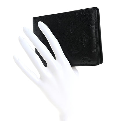 Louis Vuitton Calfskin Monogram Shadow Multiple Wallet Black 2 of 10
