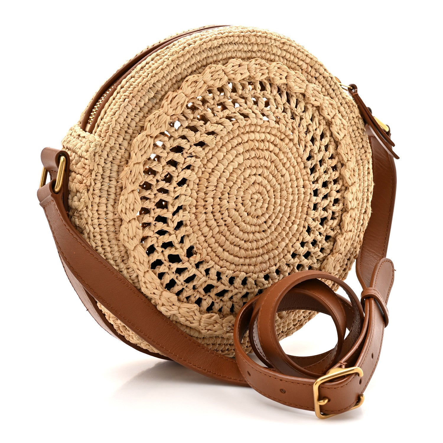 Saint Laurent Raffia Sac Round Naturel 2 of 9