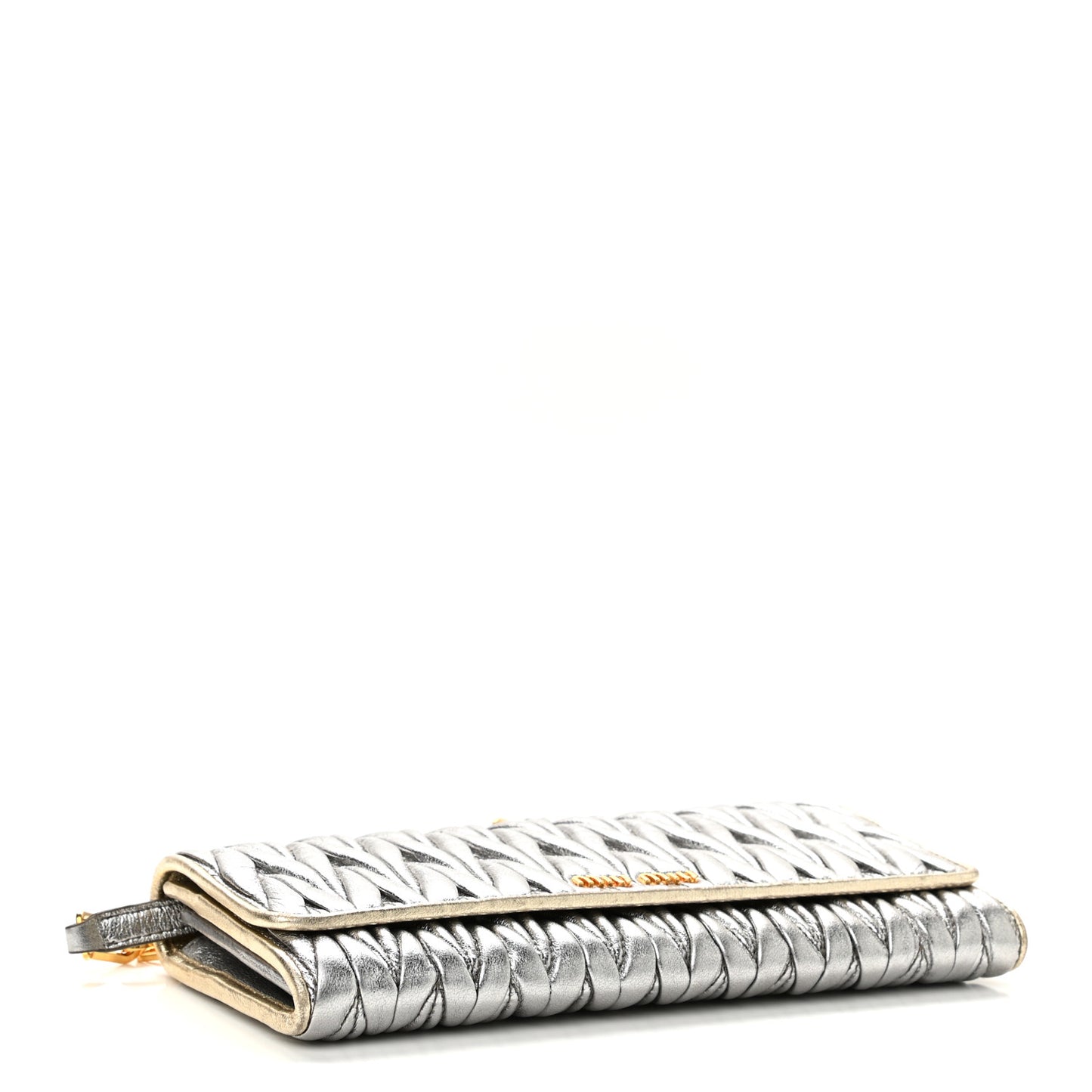 Metallic Nappa Matelasse Wallet On Chain Silver