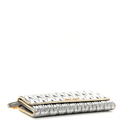 Miu Miu Metallic Nappa Matelasse Wallet On Chain Silver 4 of 10