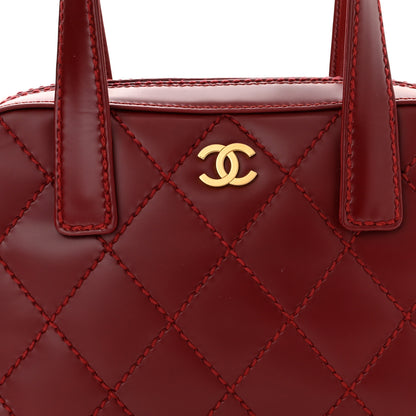 Chanel Calfskin Contrast Stitch Small Surpique Bowler Red 6 of 8