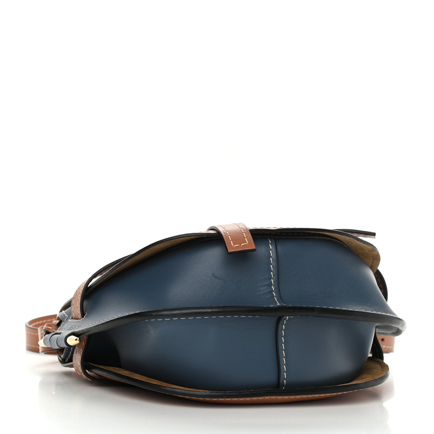 Calfskin Small Gate Crossbody Bag Tan Steel Blue