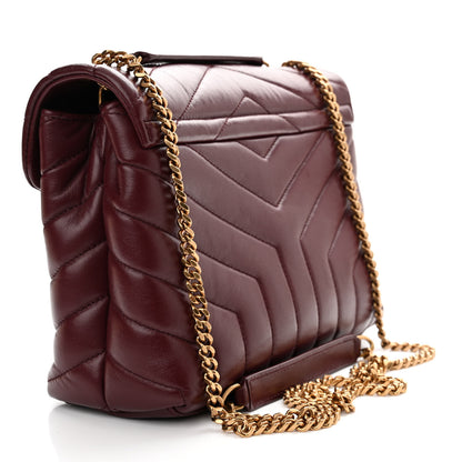 Saint Laurent Calfskin Y Quilted Monogram Small Loulou Chain Satchel Dark Legion Red 3 of 11