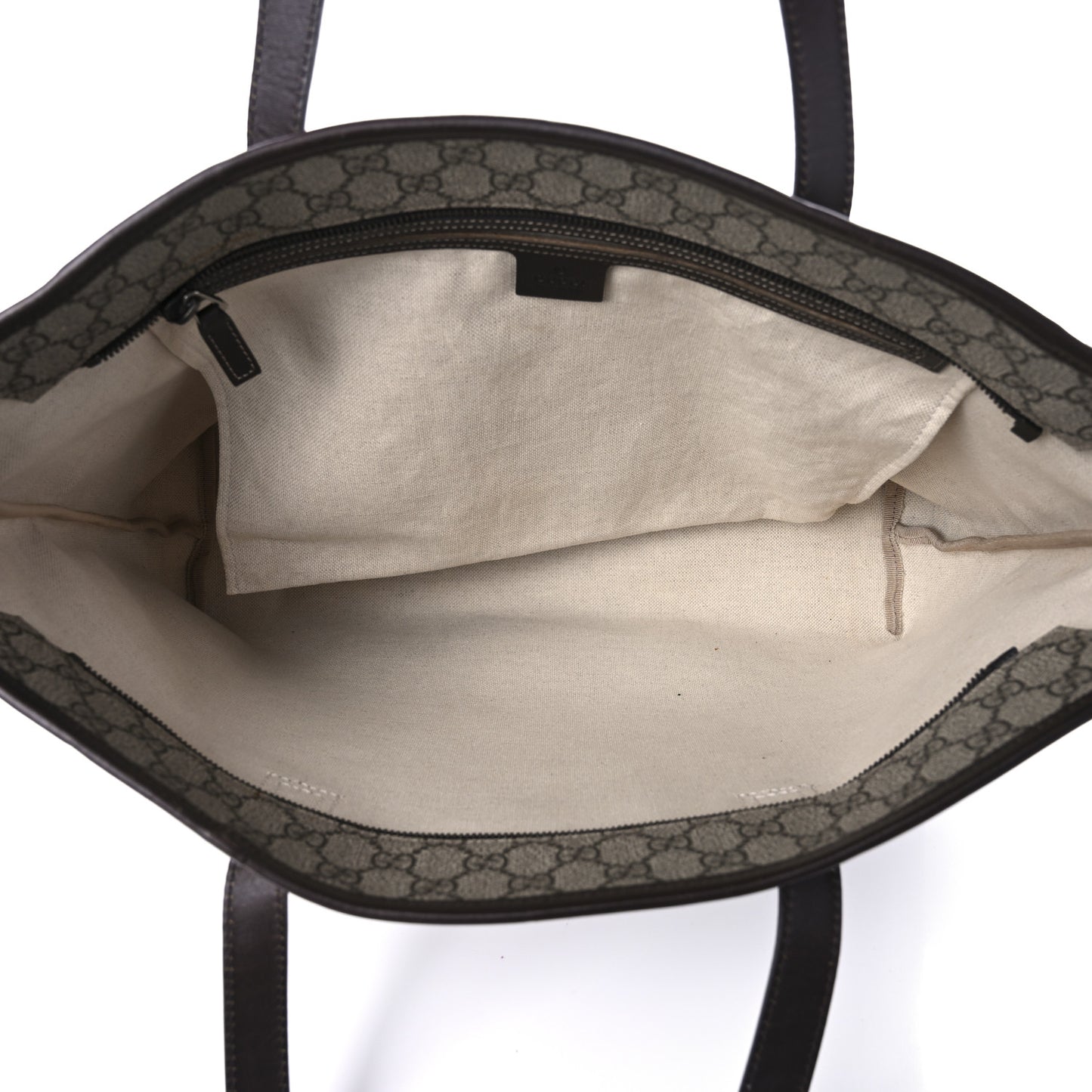 GG Supreme Monogram Medium Zippered Shopping Tote Dark Brown