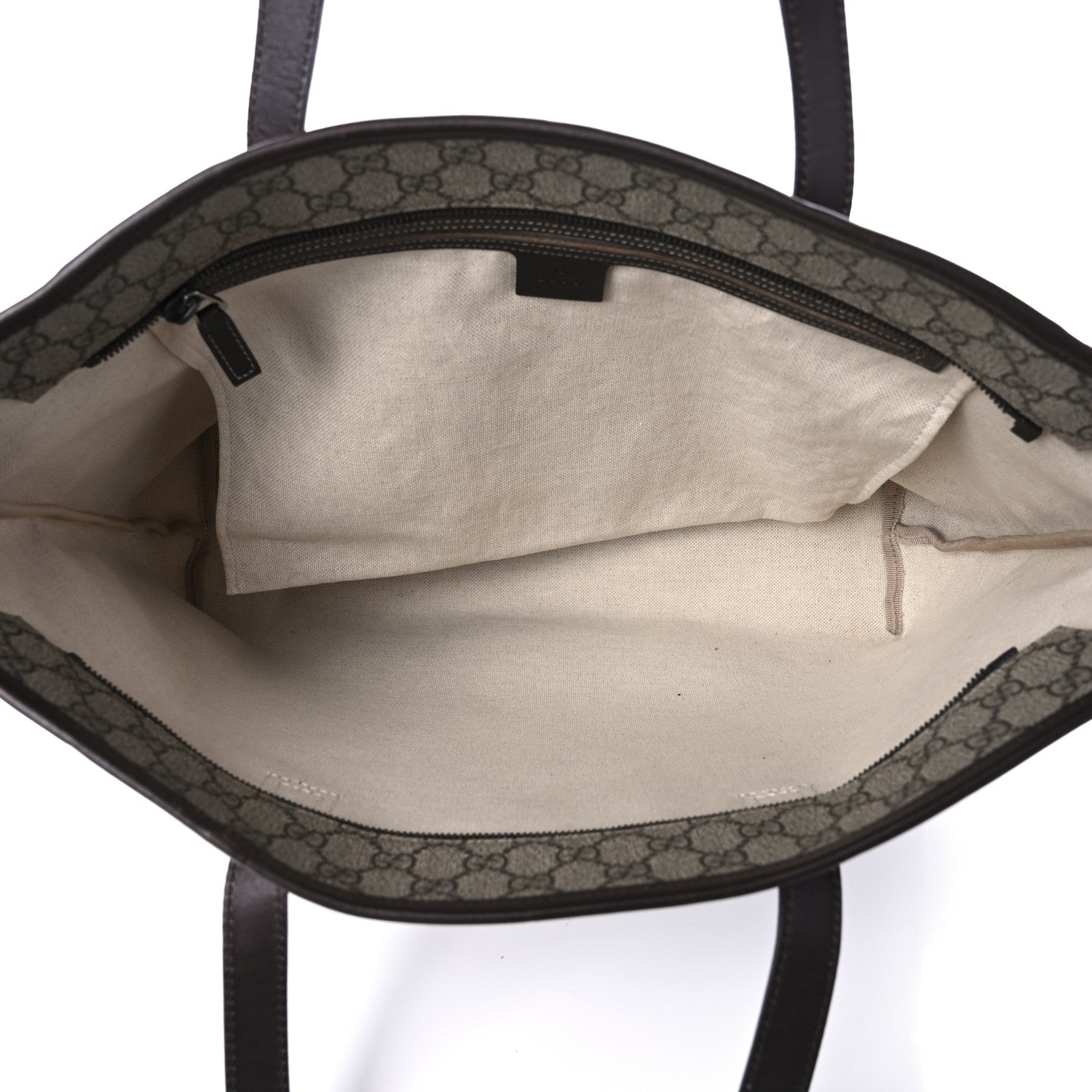 Gucci GG Supreme Monogram Medium Zippered Shopping Tote Dark Brown 5 of 10