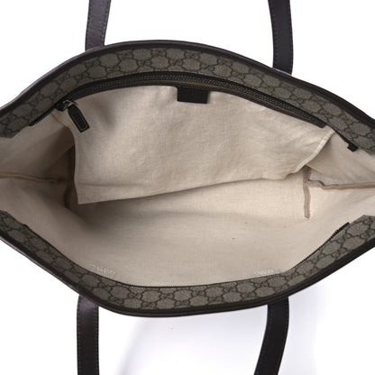 Gucci GG Supreme Monogram Medium Zippered Shopping Tote Dark Brown 5 of 10