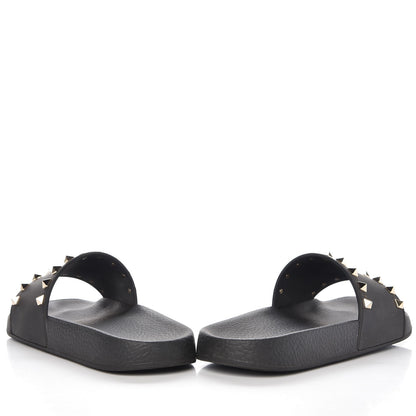 Valentino Garavani Rubber Rockstud Slide Sandals 39 Black 10 of 12