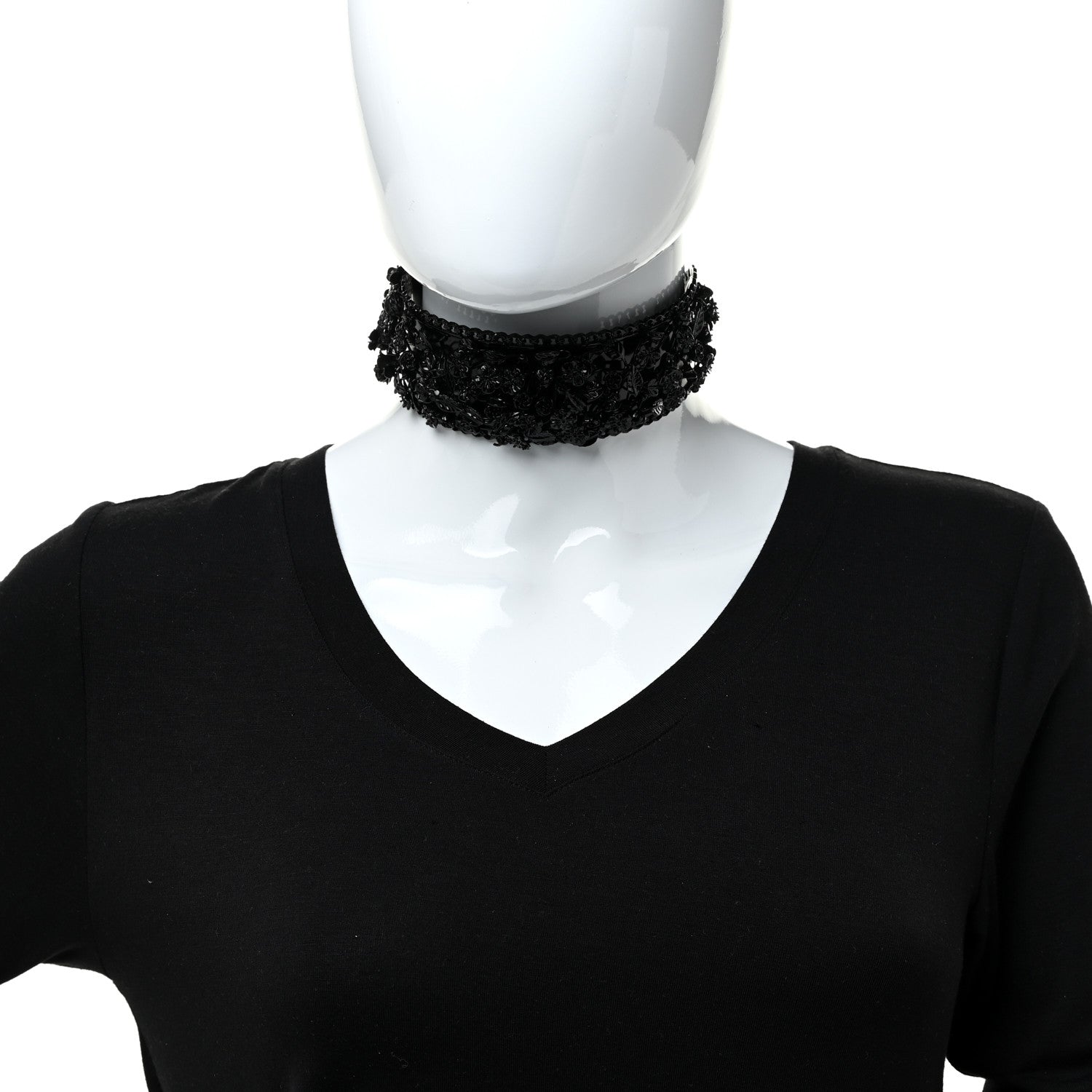 Chanel Enamel Flower Chain Choker Necklace Ruthenium Black 2 of 7