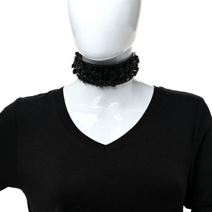 Chanel Enamel Flower Chain Choker Necklace Ruthenium Black 2 of 7