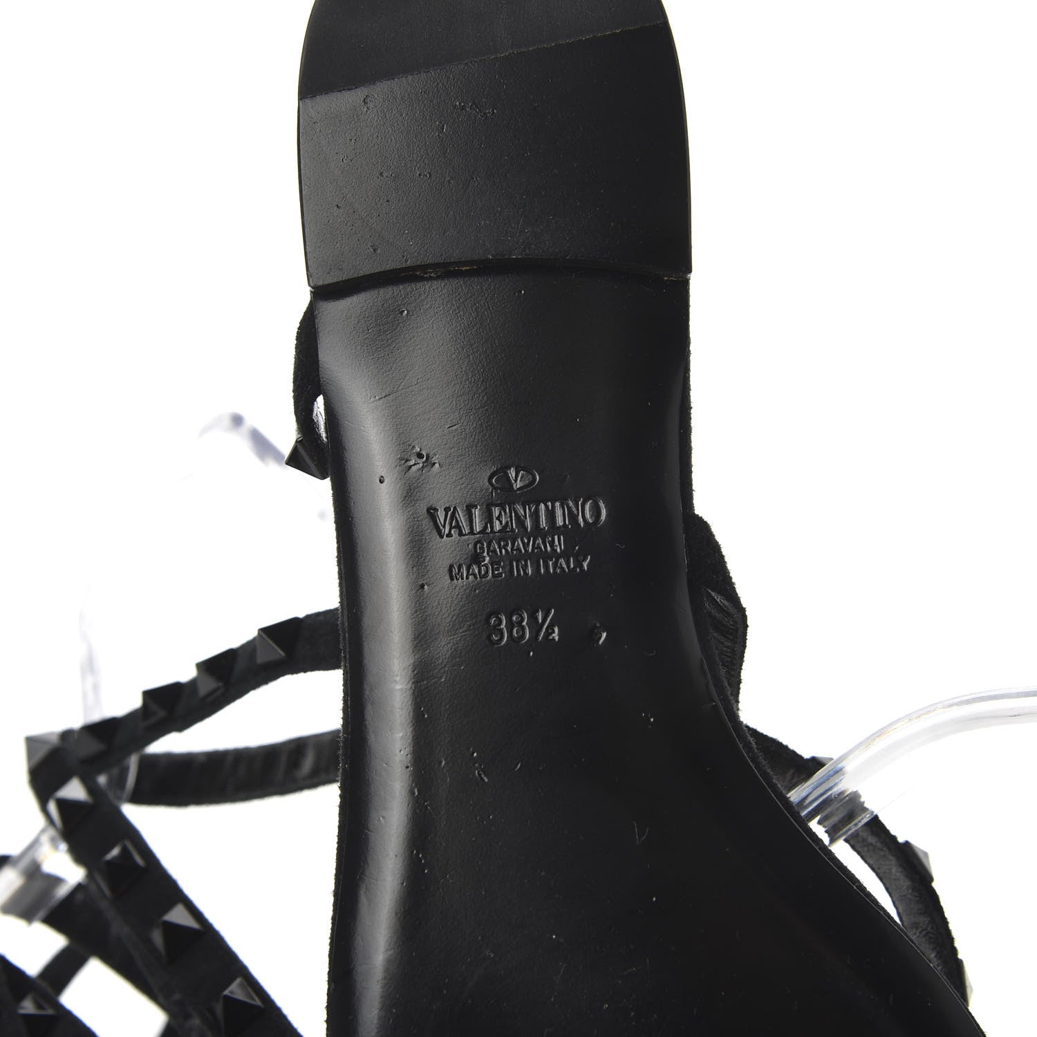 Valentino Garavani Suede Rockstud Flair Ankle Wrap Flat Sandals 38.5 Black 6 of 8