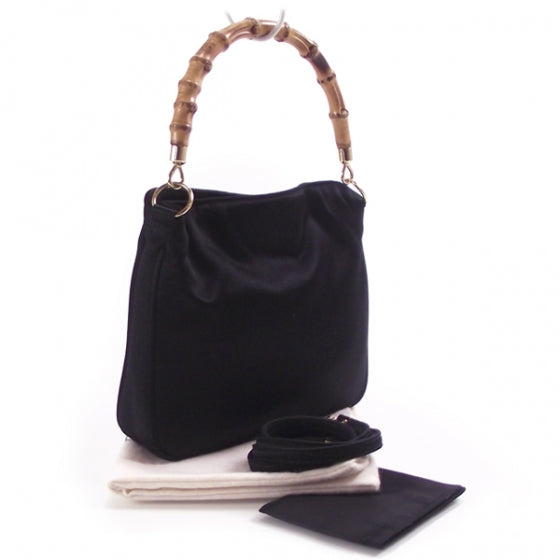 Gucci Satin Bamboo Handle Black 3 of 9
