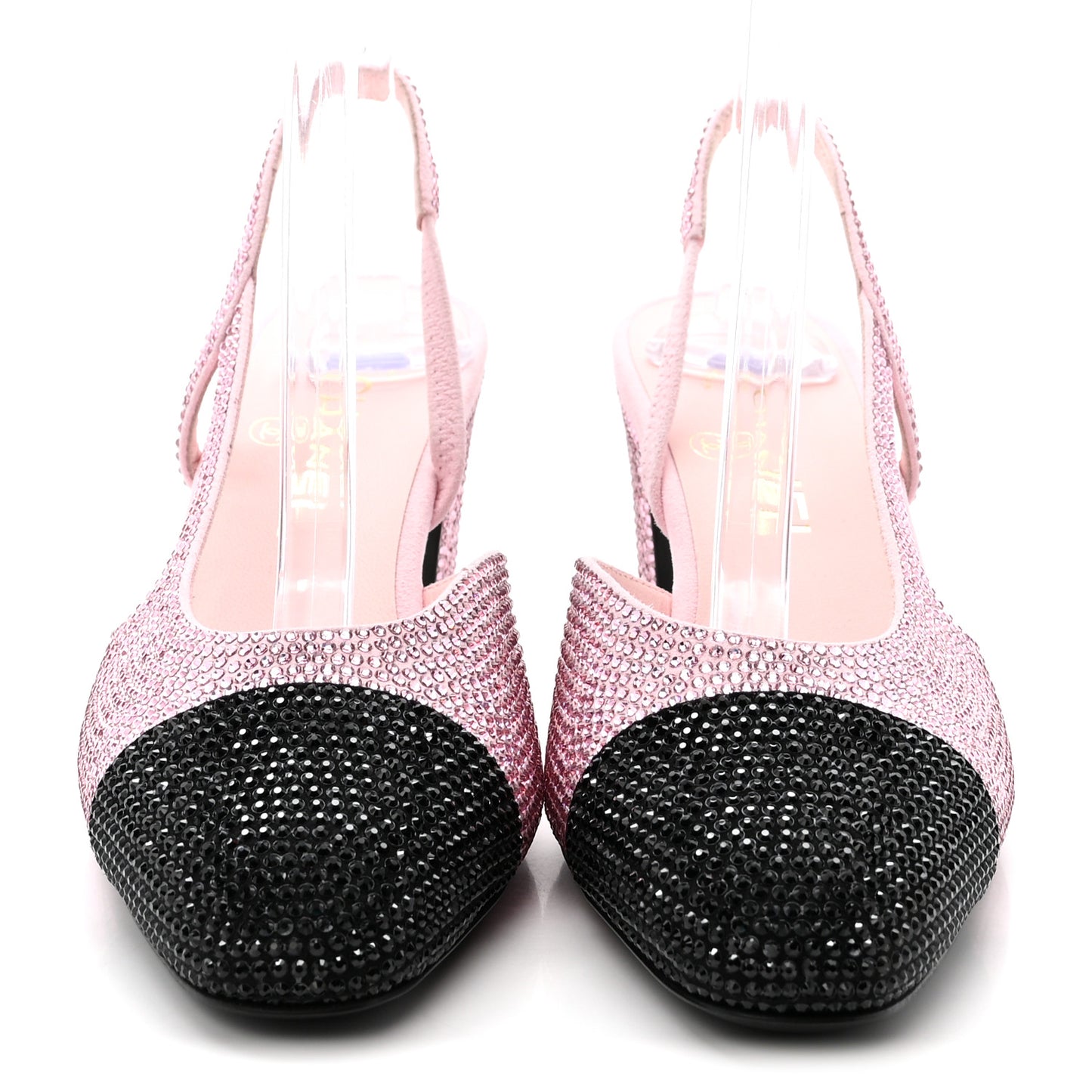Strass Cap Toe CC Slingback Pumps 38 Pink Black