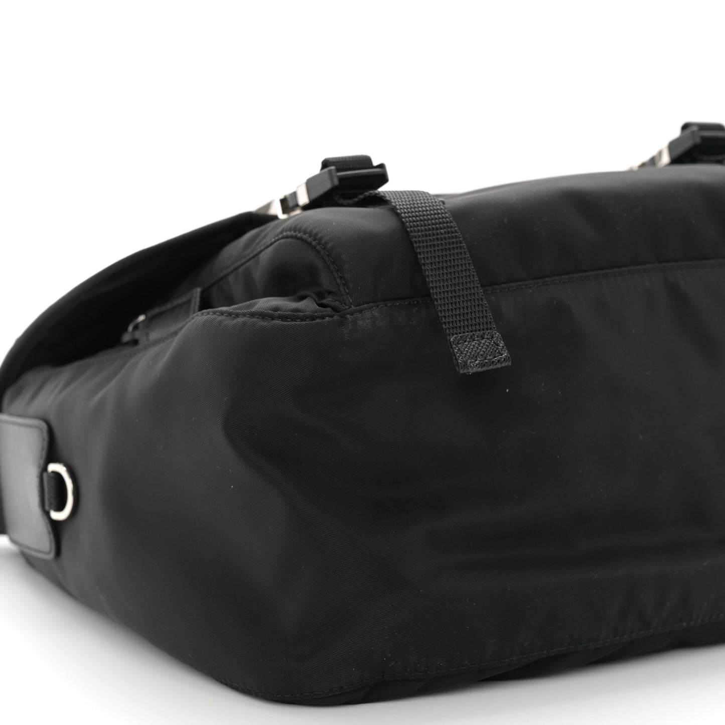 Nylon Vela Double Snap Buckle Messenger Bag Black