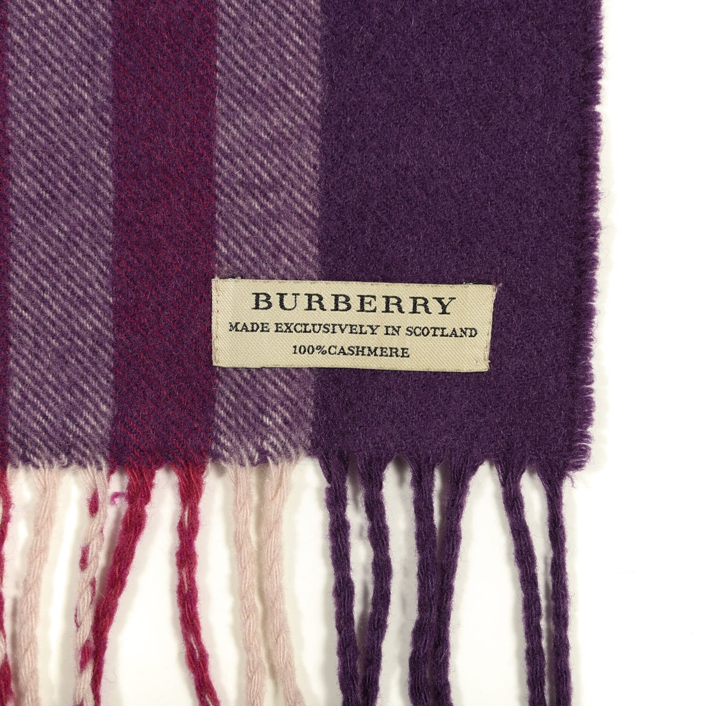 Cashmere Giant Check Fringe Scarf Purple