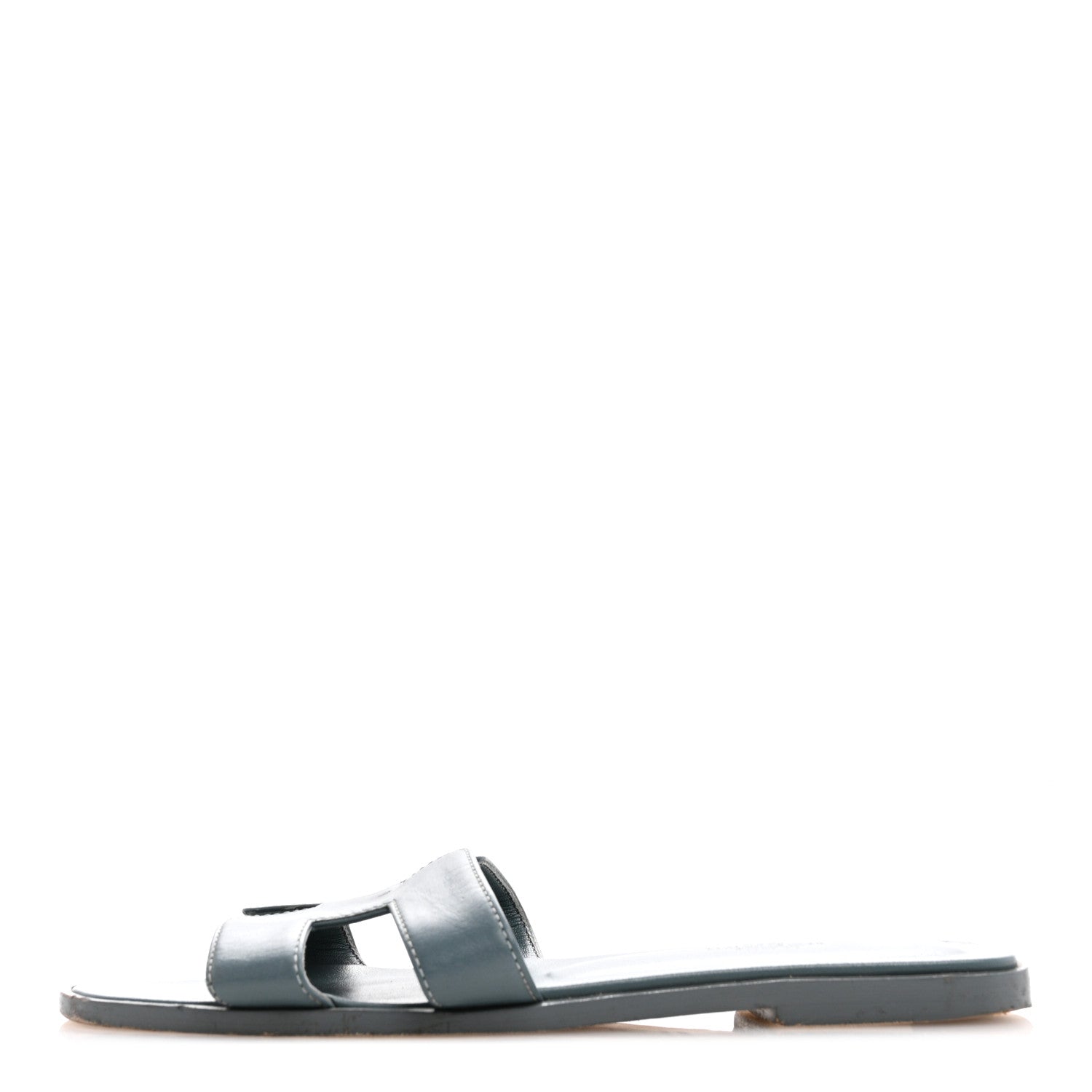 Hermes Box Calfskin Oran Sandals 37 Bleu Pinede 1 of 13