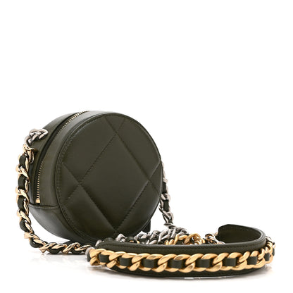 Chanel Lambskin Quilted Chanel 19 Round Clutch With Chain Khaki 3 of 10