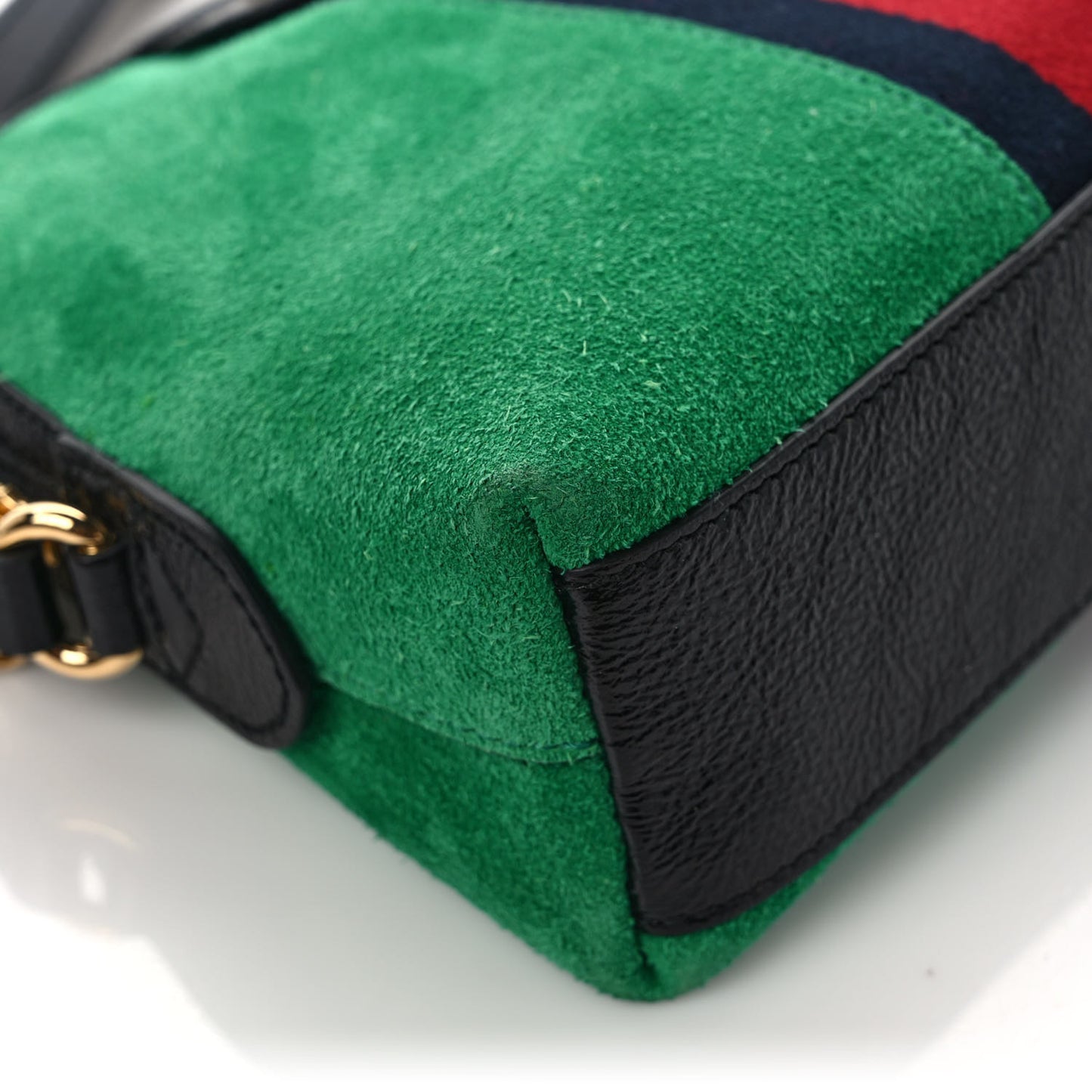 Suede Patent GG Web Small Ophidia Dome Shoulder Bag New Shamarock Black