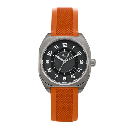 Hermes Titanium Rubber 39mm H08 Automatic Watch Orange 1 of 5