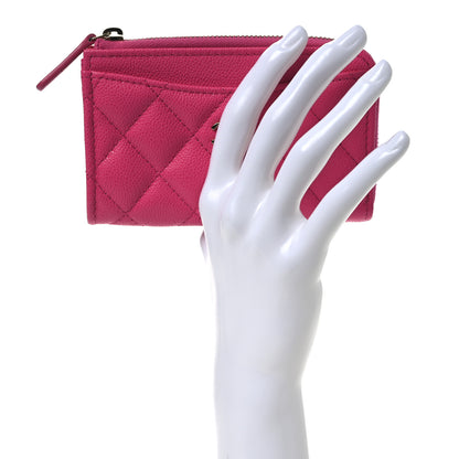 Chanel Caviar Quilted CC Zip Around Card Holder Pink 2 of 9