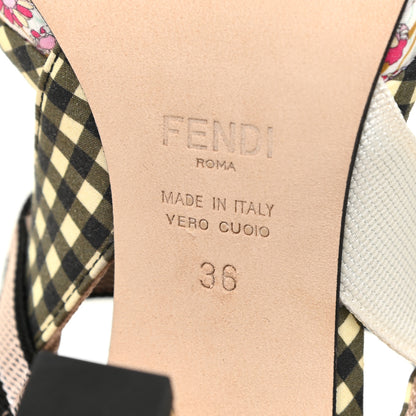 Fendi Cotton Printed Colibri Slingback Mid-Heel Pumps 36 Rosa Multi Black Crema 9 of 11