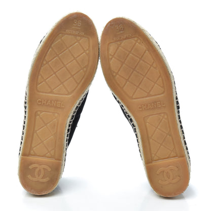 Chanel Suede Pearl CC Espadrilles 36 Black 7 of 7
