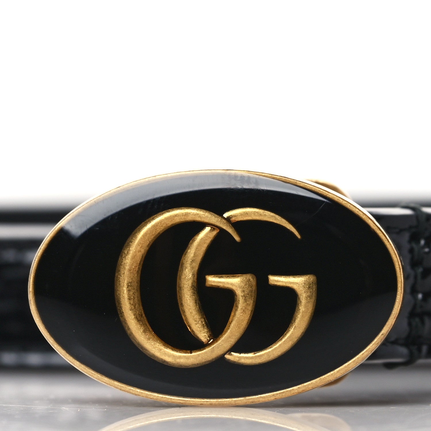 Gucci Skipper Calfskin Enamel GG 15mm Belt 90 36 Black 2 of 7