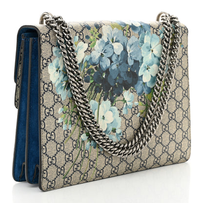 Gucci GG Supreme Monogram Blooms Medium Dionysus Shoulder Bag Beige Navy Vintage Blue 3 of 10