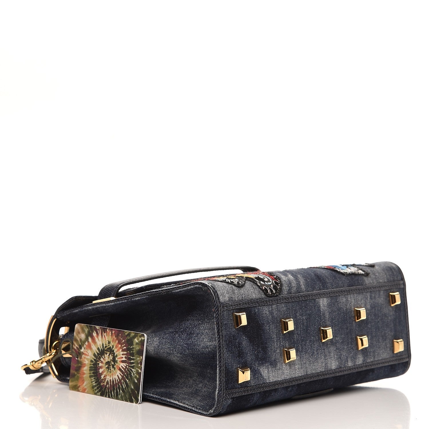 Valentino Garavani Denim Butterfly Embroidered Small My Rockstud Frame Bag Blue 4 of 8