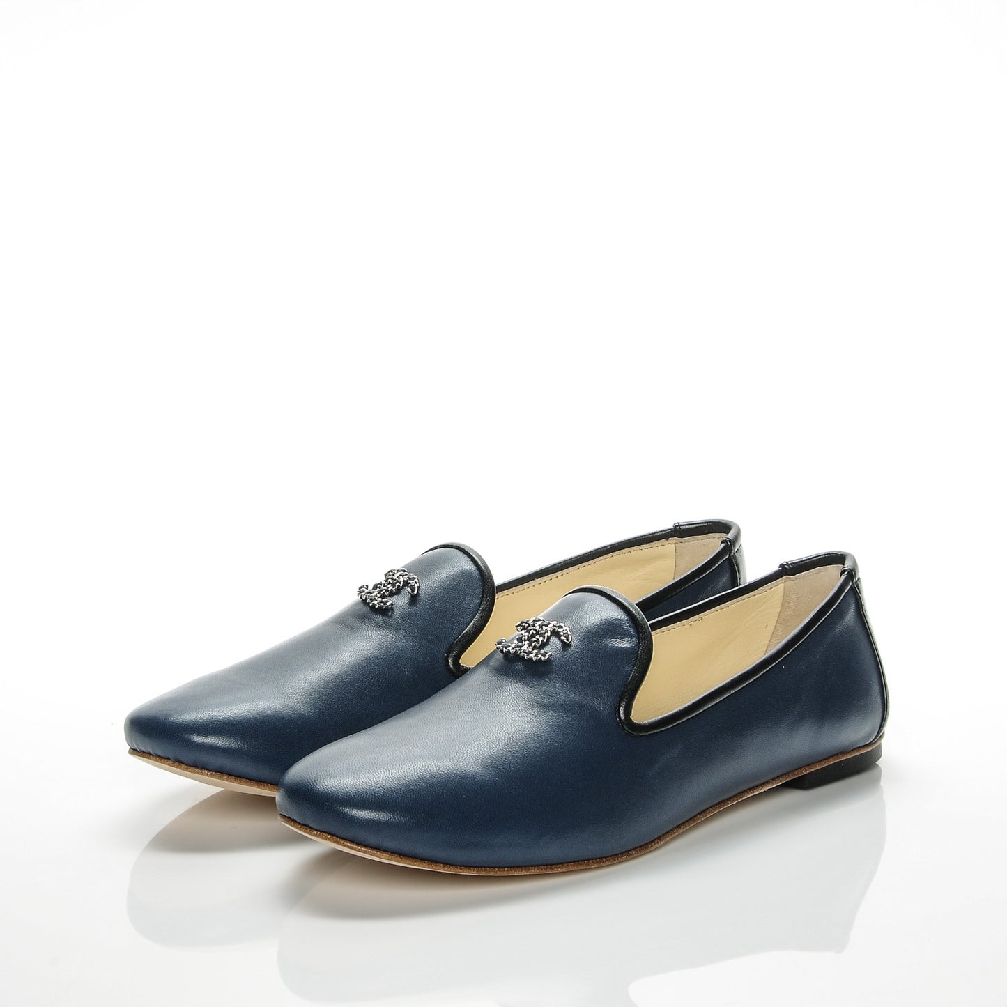 Lambskin CC Loafers 36.5 Navy