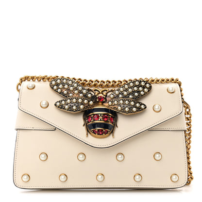 Gucci Nappa Pearl Studded Mini Queen Margaret Broadway Shoulder Bag Mystic White 1 of 14