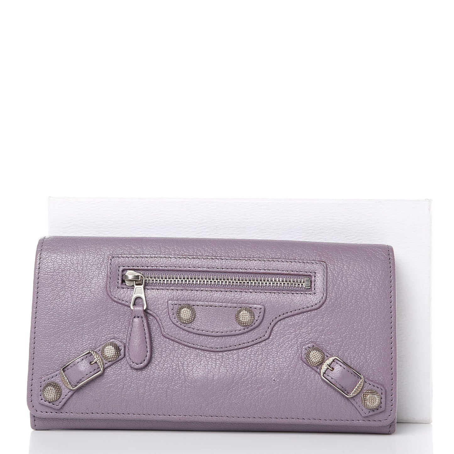 Agneau Giant 12 Silver Hardware Money Wallet Glycine