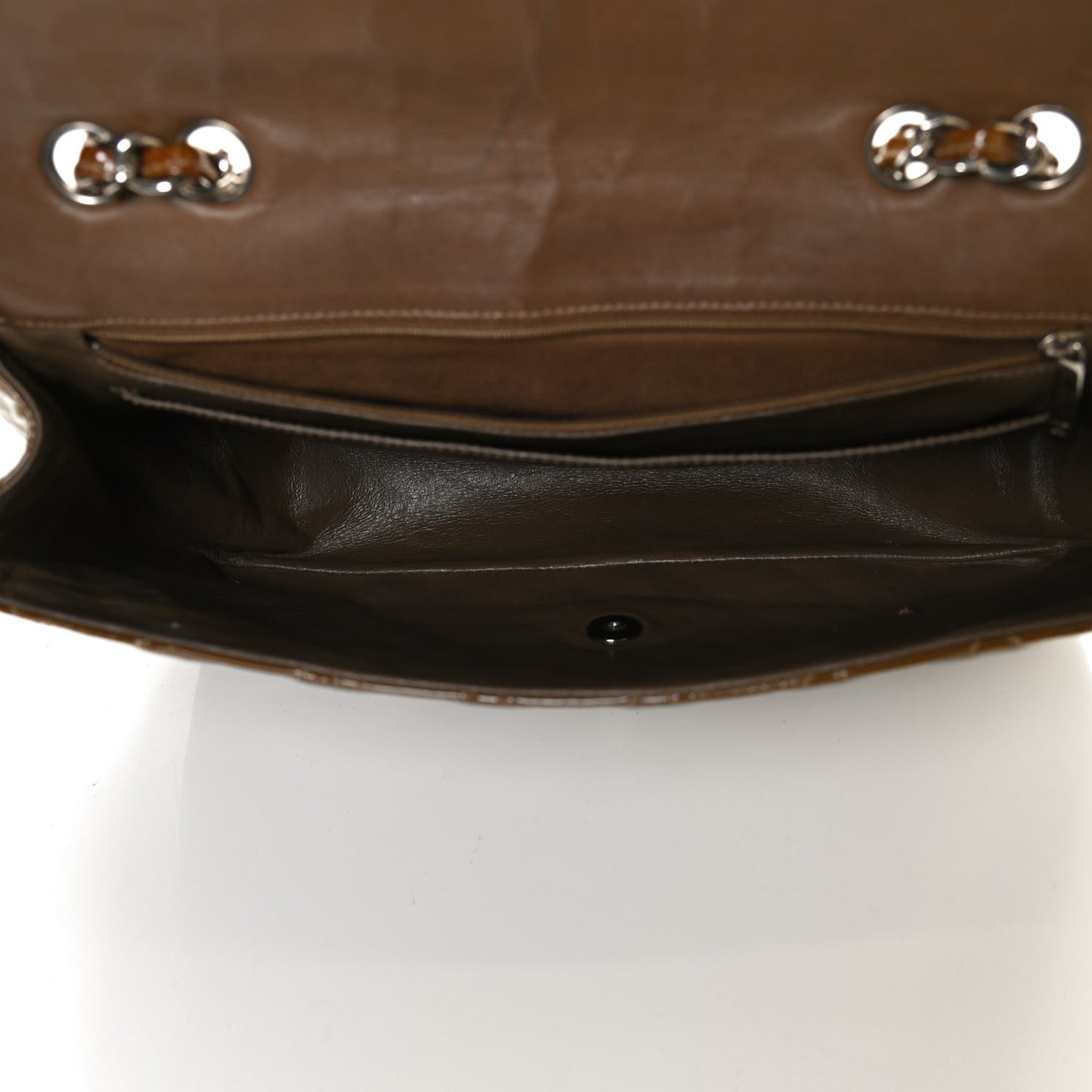 Patent Quilted Jumbo Single Flap Brown