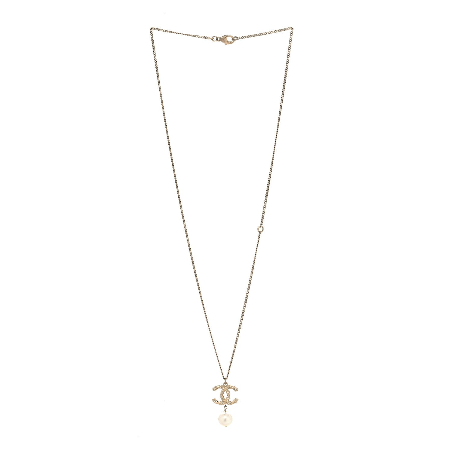 Chanel Crystal Pearl Twisted CC Drop Necklace Gold 3 of 4