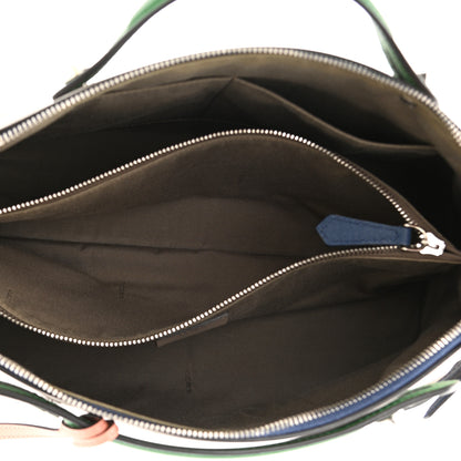 Fendi Vitello Dolce 4 Color Large By The Way Boston Bag Grigio Polvere Emerald Multicolor 5 of 12