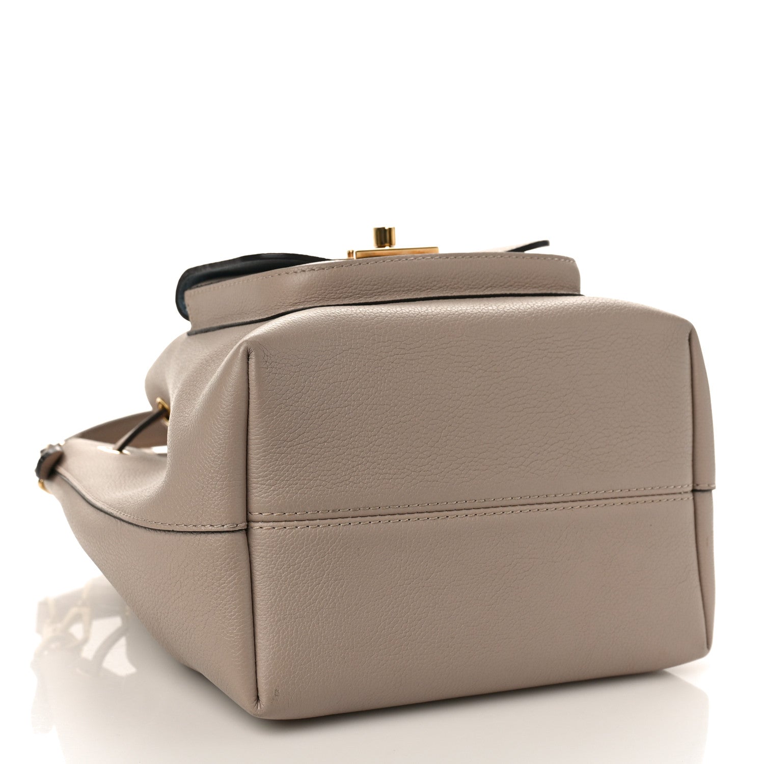 Louis Vuitton Calfskin Lockme Bucket MM Greige 4 of 9