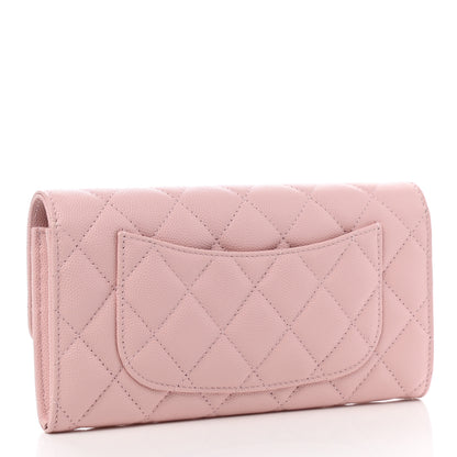 Chanel Caviar Quilted Large Gusset Flap Wallet Light Pink 3 of 9