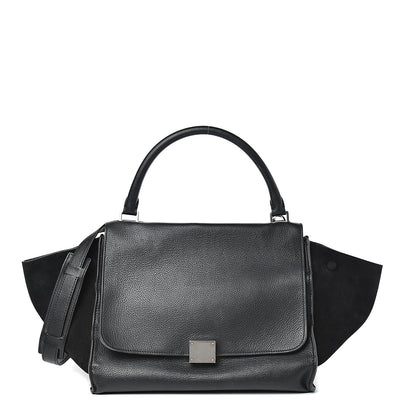 Celine Drummed Calfskin Suede Medium Trapeze Black 1 of 18