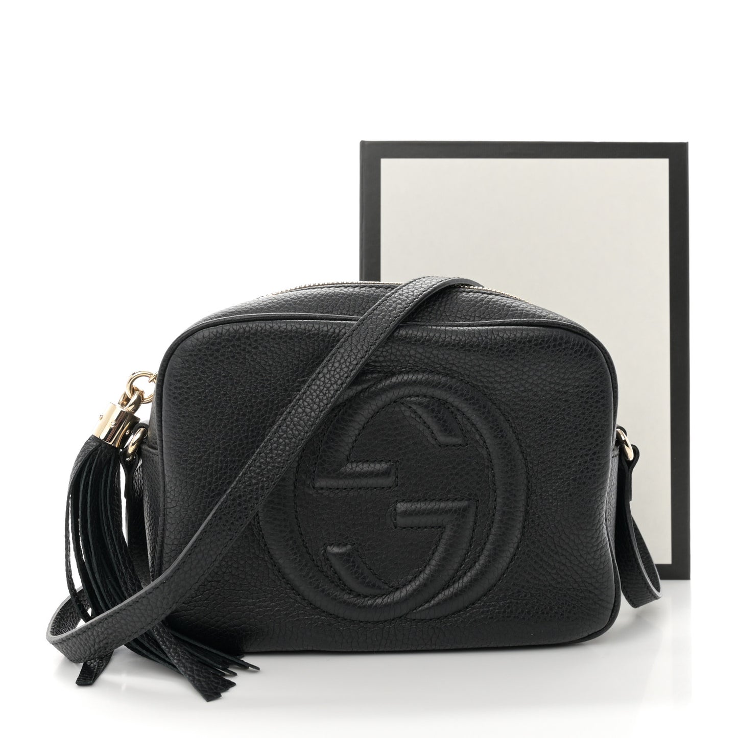 Pebbled Calfskin Small Soho Disco Bag Black