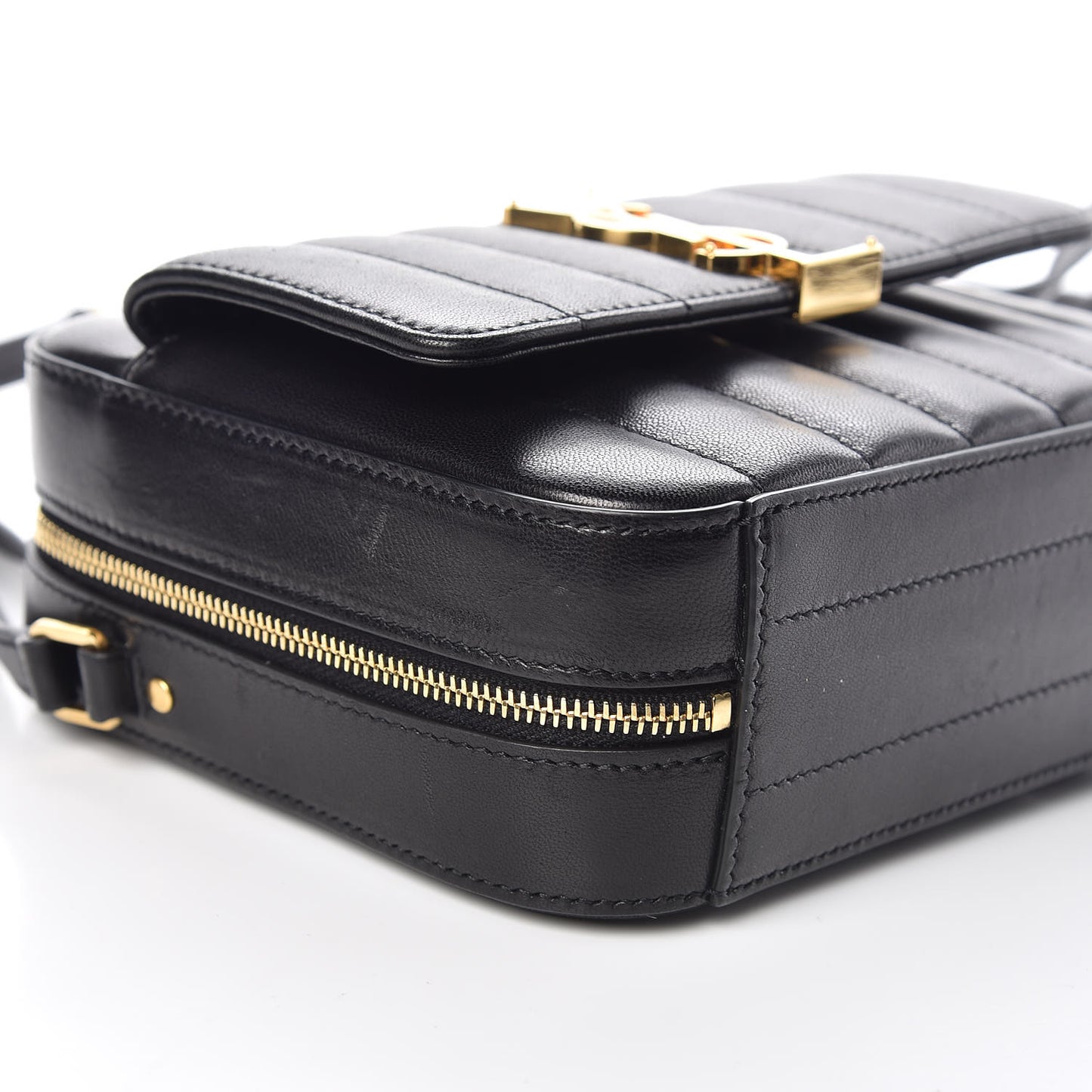 Lambskin Matelasse Monogram Vicky Camera Bag Black