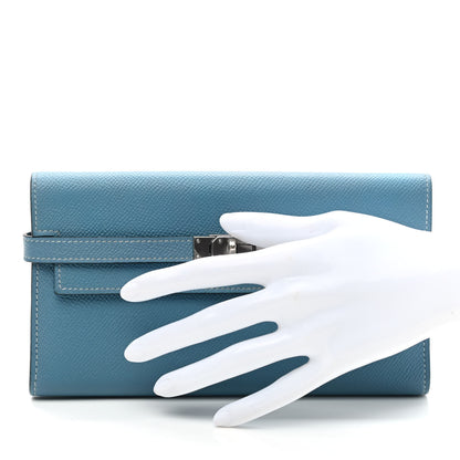 Hermes Epsom Kelly Longue Wallet Blue Jean 2 of 6
