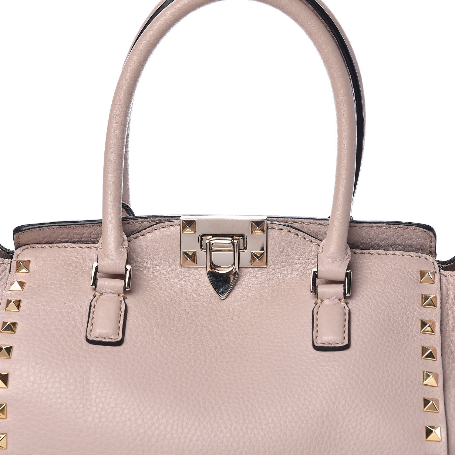 Valentino Garavani Pebbled Calfskin Small Rockstud Double Handle Tote Poudre 9 of 9